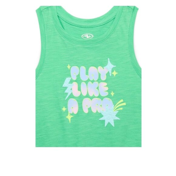 NWT Girls Athletic Tank – “Play Like a Pro” – Size L 10/12 – Green Inspire - Picture 2 of 4